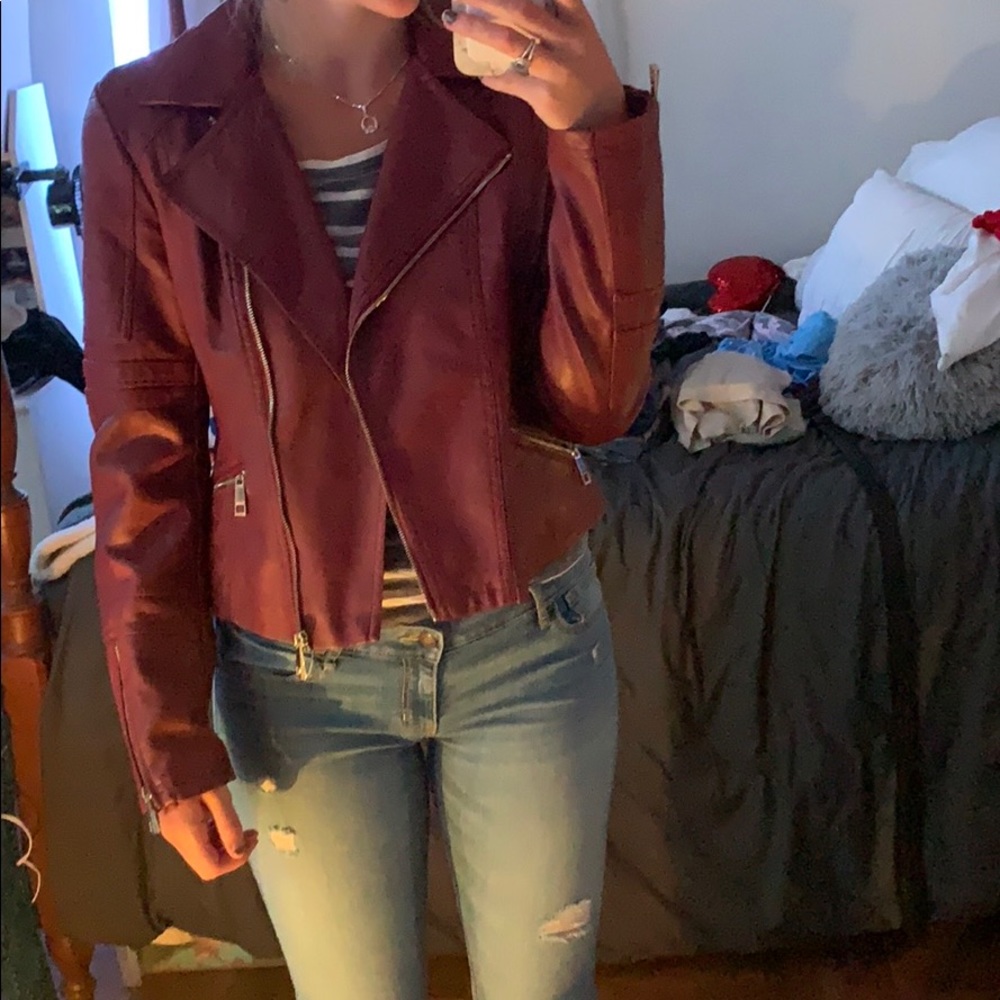 Maroon leather jacket